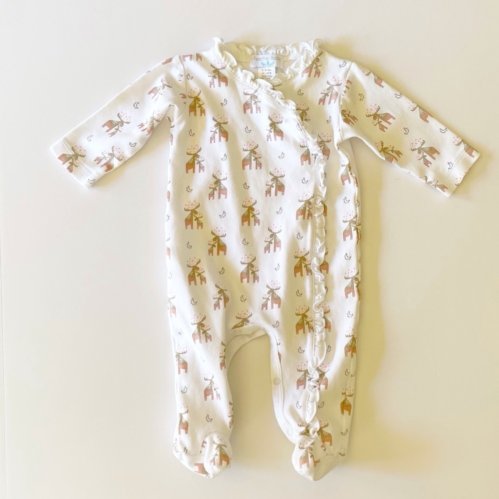 Feather Baby 3-6M Ruffle Kimono Footie